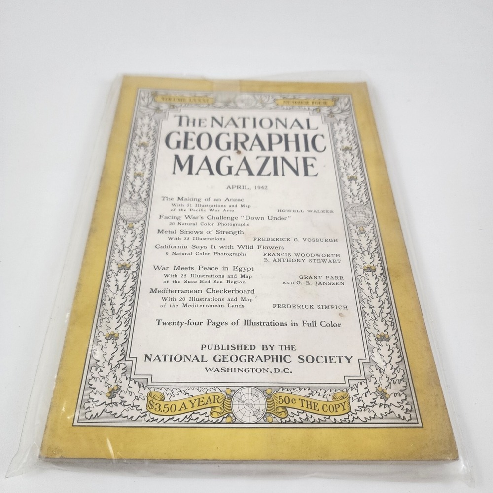 National Geographic Magazine April 1942 No Insert